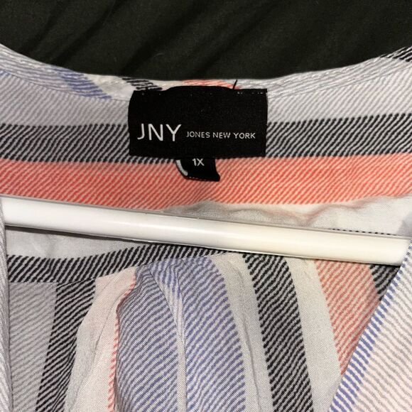 Jones NY Faux Wrap Striped Blouse - Picture 4 of 4